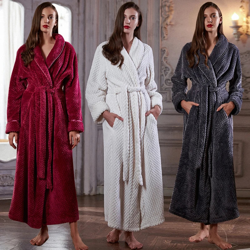 CozyNest zwangerschapsbadjas — extra lange thermische flanel, ritssluiting aan de voorkant - Desfino