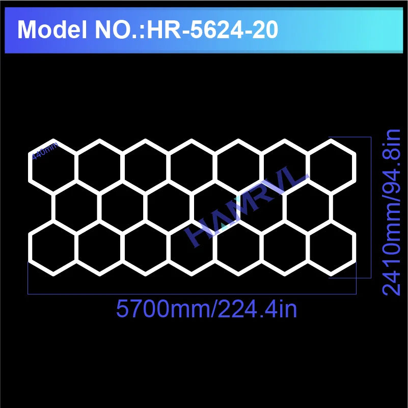 Lampe LED hexagonale de garage HAMRVL 110-240V, tube de 440mm | Desfino