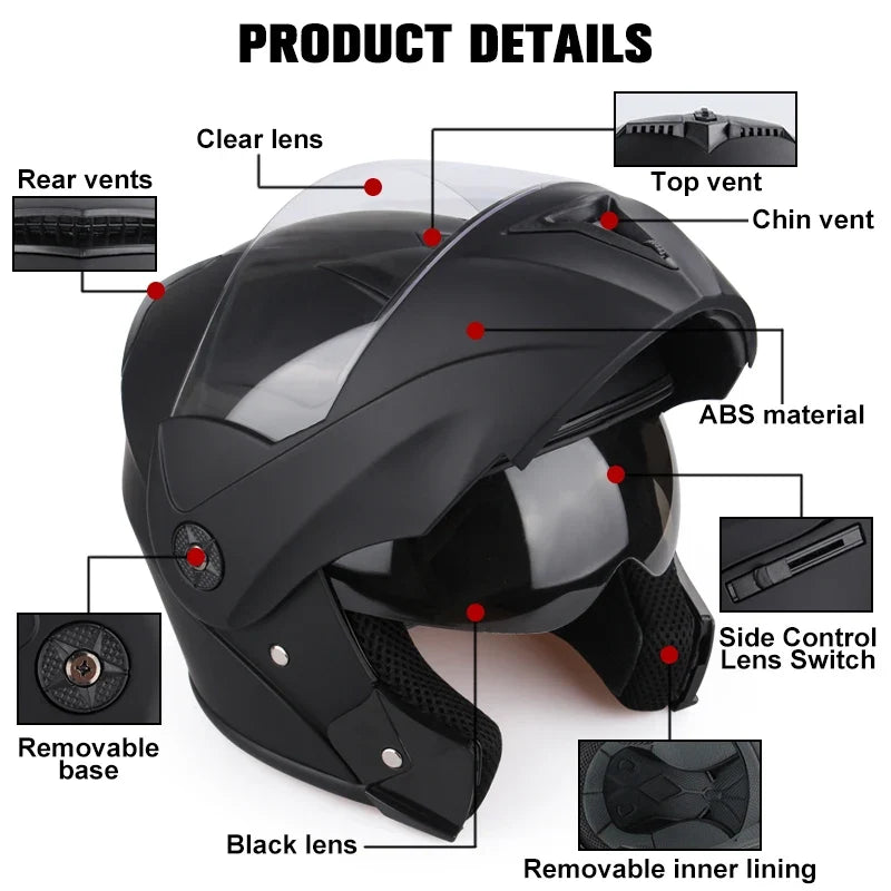 Casque de moto modulaire certifié DOT avec double visière — Desfino