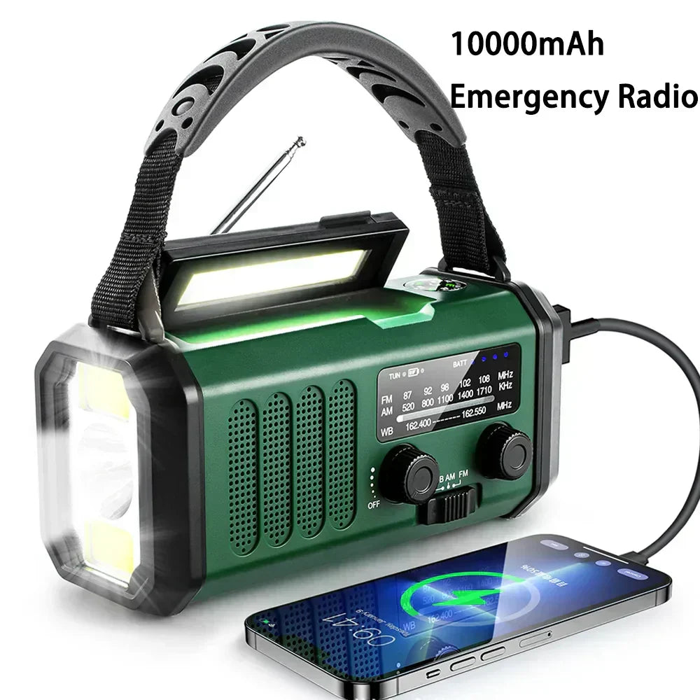 Radio de emergencia NOAA 6 en 1 SolioGuard — Powerbank solar con carga manual - Desfino