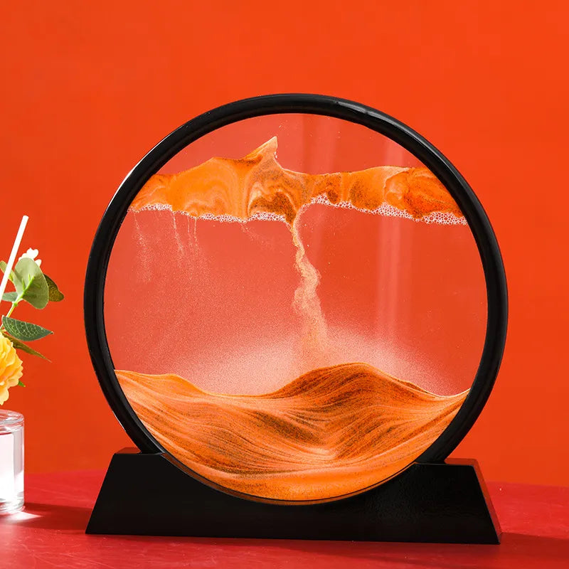 AureaFlow Glass Hourglass — Kinetic 3D Sand Motion, Clear Enclosure