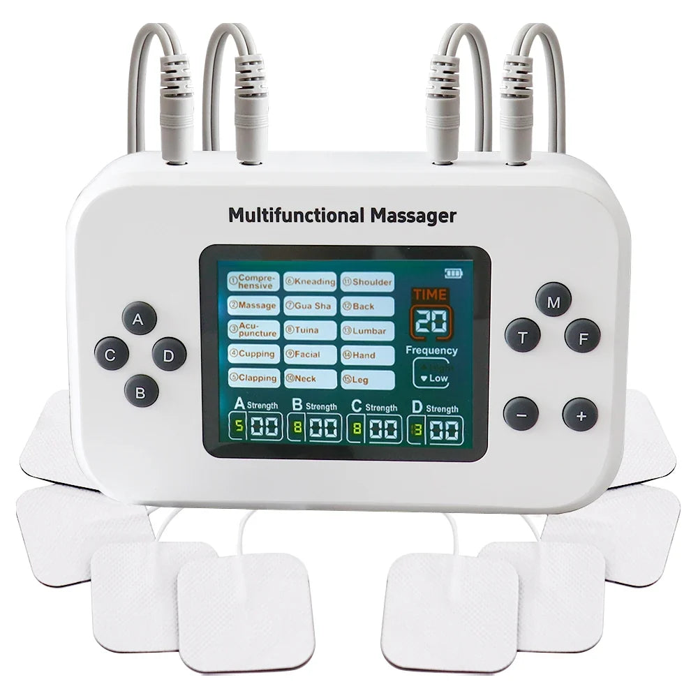 可充电 4 通道 TENS 和 EMS 刺激器 — 15 种模式，30 档强度 - Desfino