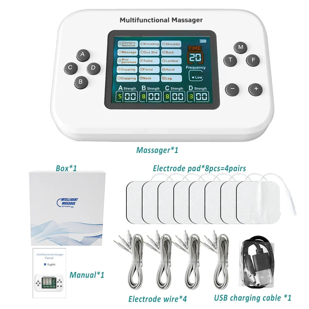 可充电 4 通道 TENS 和 EMS 刺激器 — 15 种模式，30 档强度 - Desfino