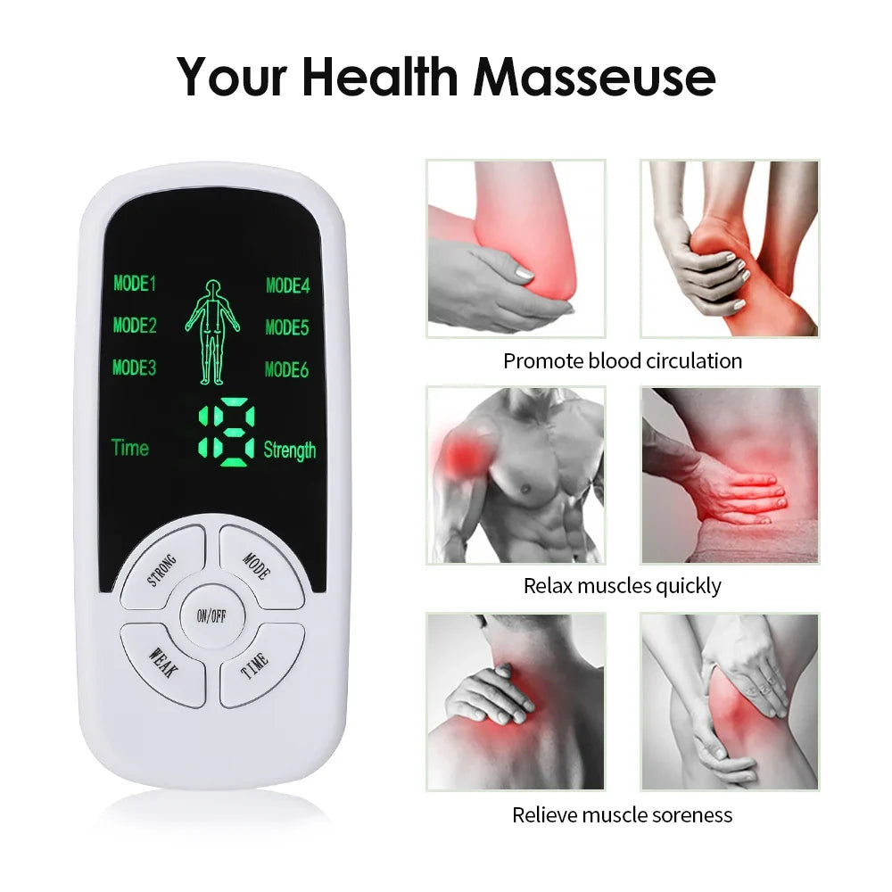 TENS-muskelstimulator — 6 moduser, 10 nivåer, stor LCD-skjerm, 4 elektroder - Desfino