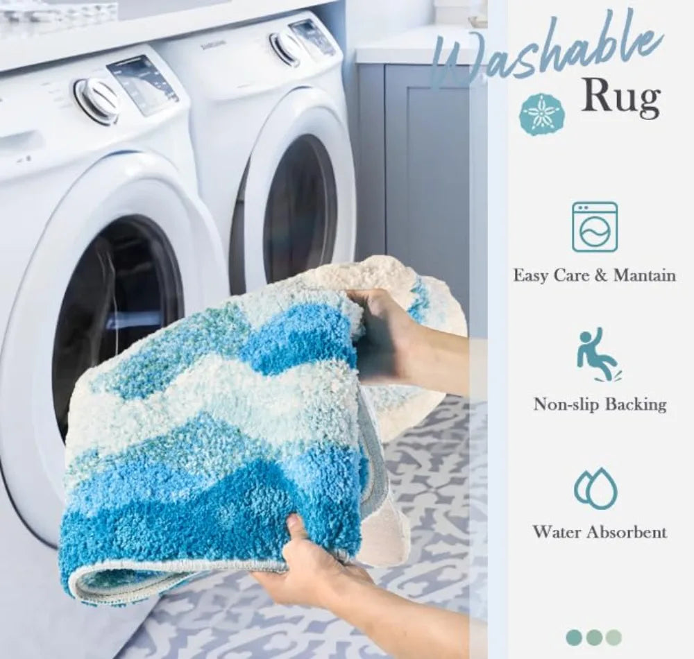 Marisyl getuft oceaangolventapijt — antislip decoratief vloerkleed - Desfino