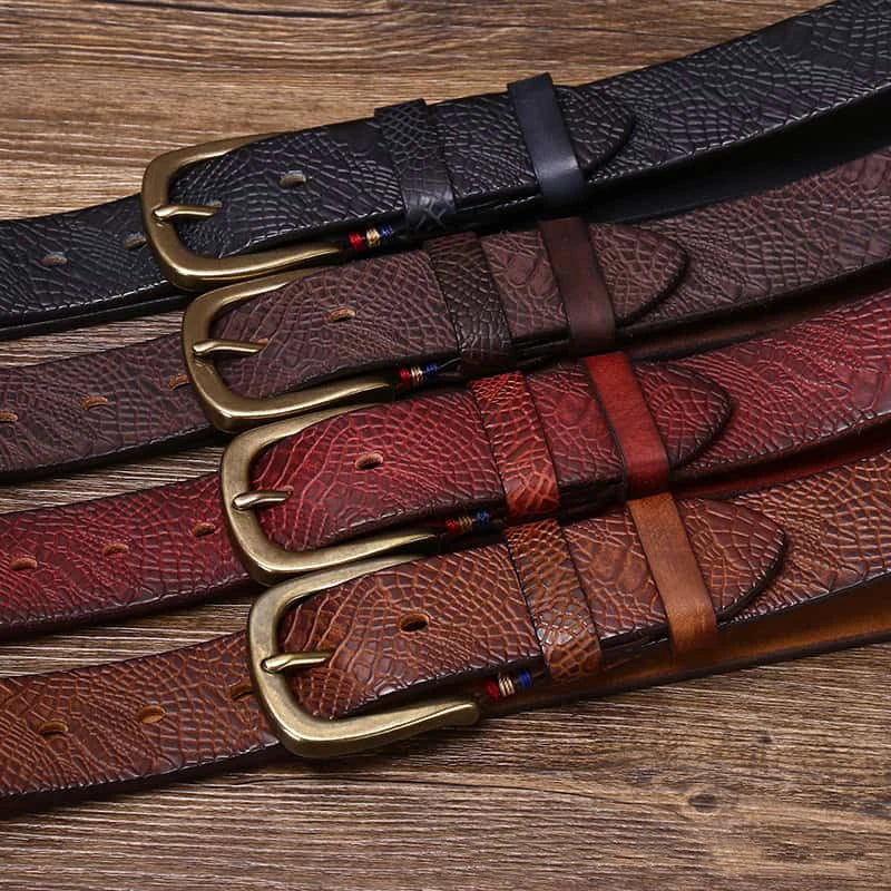 Ceinture en cuir de vache Kestrel de 1.5 in (3.8 cm) — Motif gaufré - Desfino