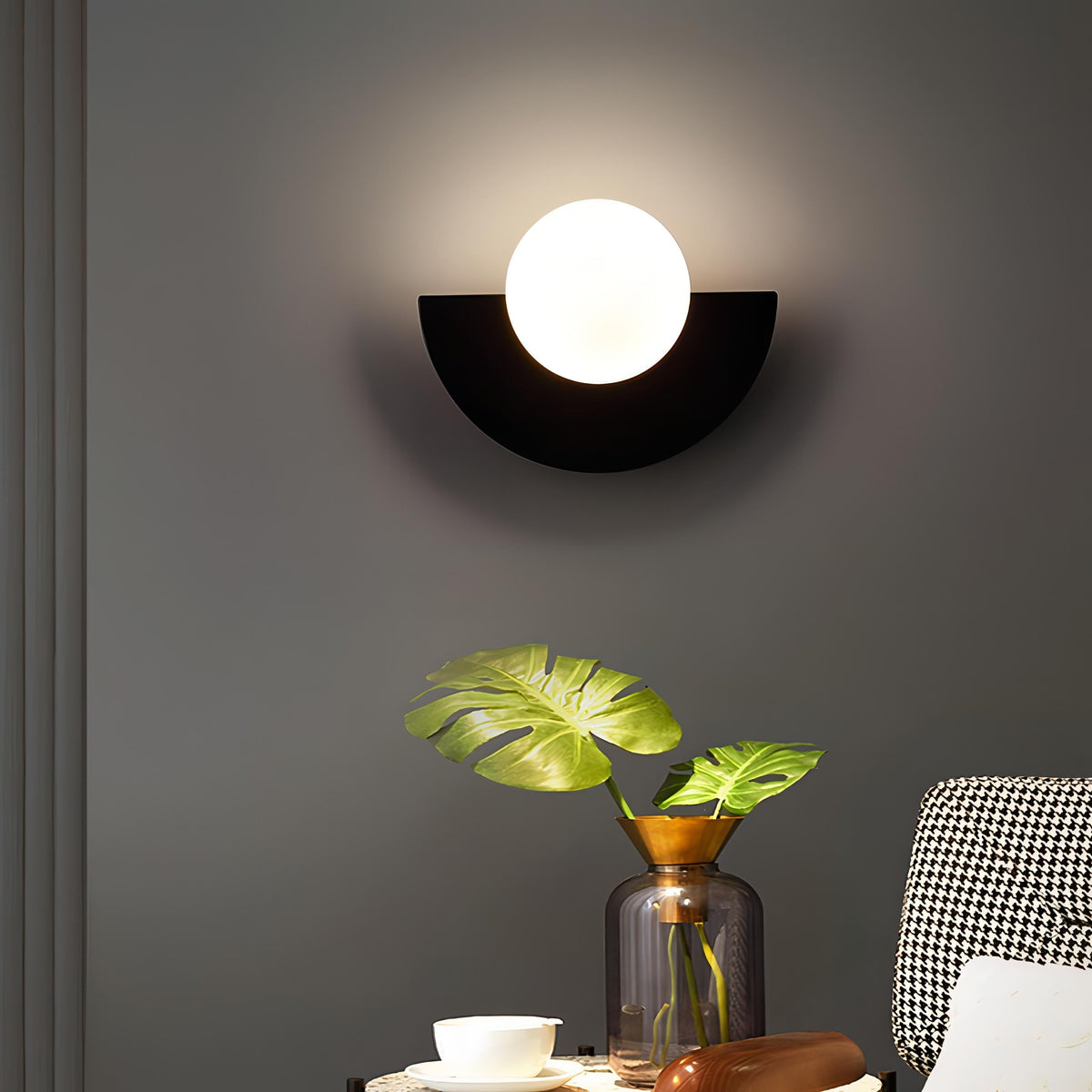 Arden nordisk halvcirkelformad LED-vägglampa — modern väggarmatur - Desfino