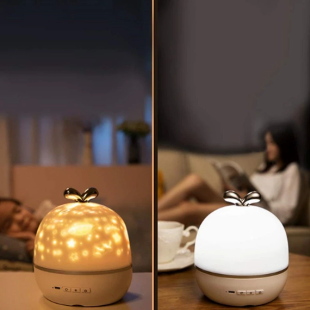LunaNest stjerneprojektor som natlampe — fjernbetjening, 360° projektion - Desfino