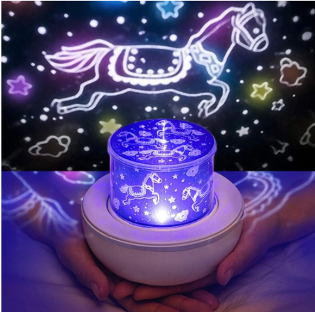 LunaNest stjerneprojektor som natlampe — fjernbetjening, 360° projektion - Desfino