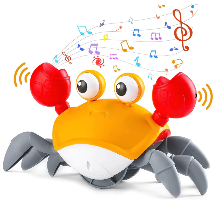 Chodítko s hračkou CrawlCrab pro batolata — pohybové senzory, změna směru - Desfino