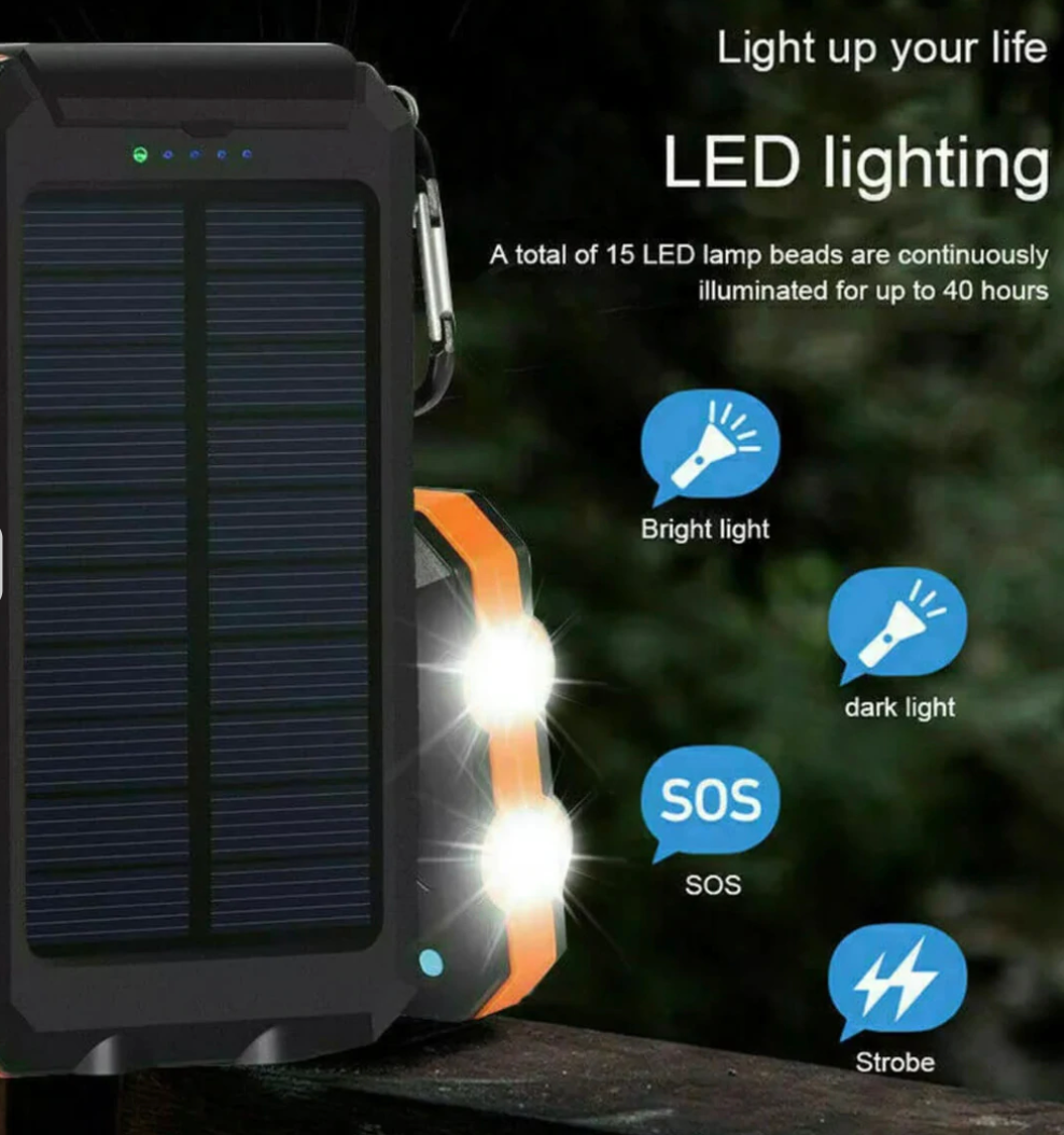 بطارية شحن محمولة مقاومة للماء SolarCharge Go Elite — مصباح يدوي وبوصلة - Desfino