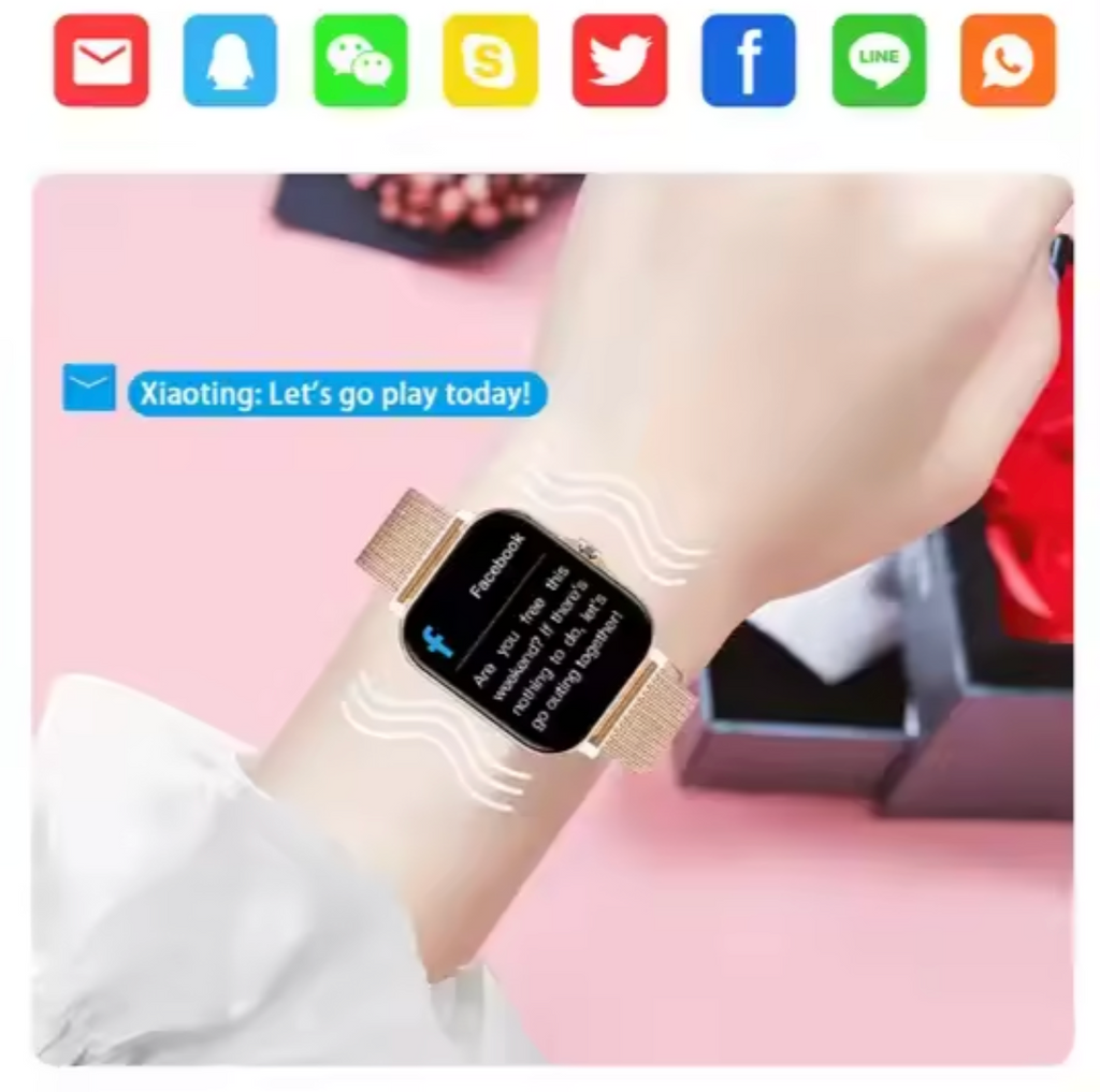 LioraTime Janes-smartwatch — slank, feminin stil, sundhedsovervågning og alarmer - Desfino
