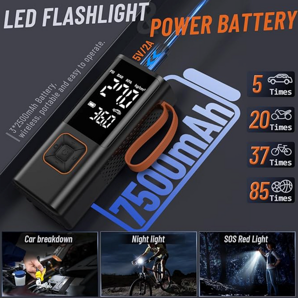 Miniaturowa bezprzewodowa pompka AeroPulse do samochodu, roweru i piłki - Desfino