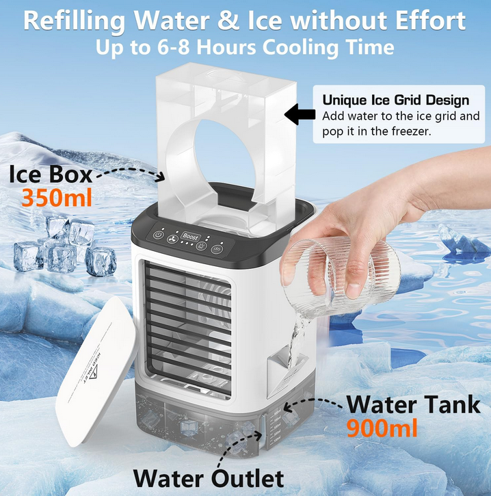 Arrefecedor de ar portátil compacto BreezeMate — unidade de arrefecimento de secretária - Desfino