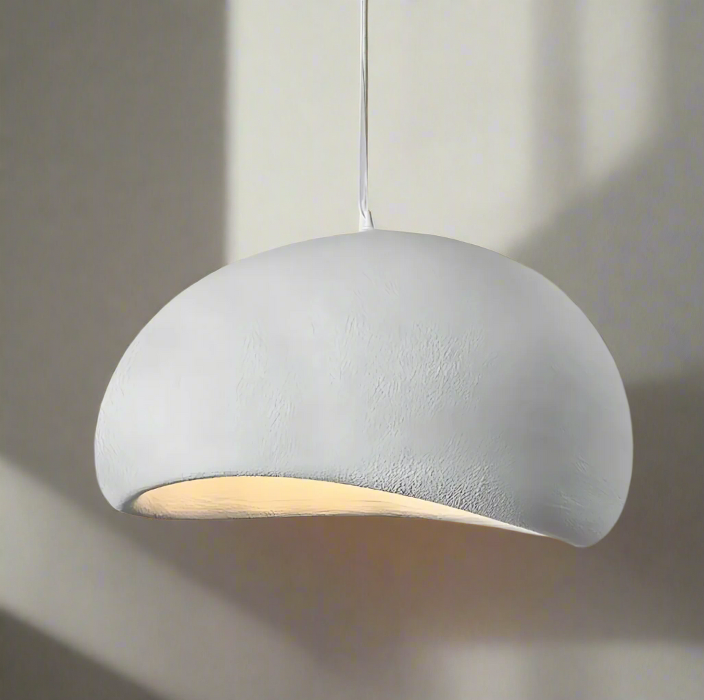 Arelle Wabi Sabi LED-pendellampe — hvit halvsirkelformet skjerm - Desfino