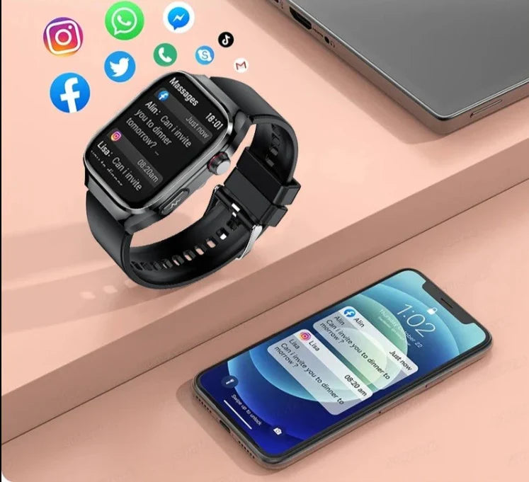 NexaPulse-smartwatch — Blodsukker, EKG, urinsyre og Bluetooth - Desfino