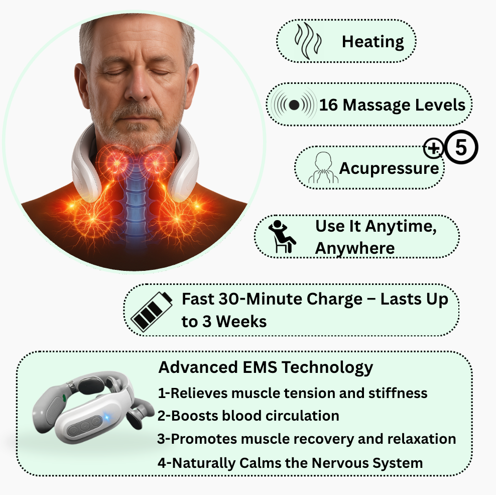 Fascia per collo e spalle — EMS, calore, 6 modalità di massaggio personalizzabili | Desfino
