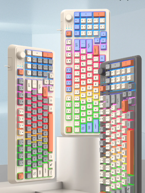 NexisKey RGB-tastatur med 94 taster — lydstyrkehjul til pc/bærbar - Desfino
