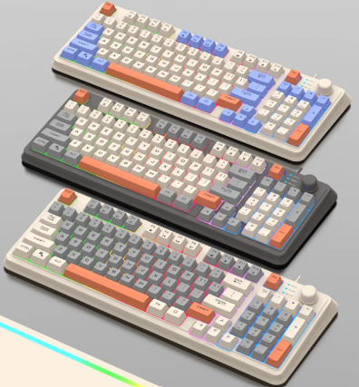 NexisKey RGB-tastatur med 94 taster — lydstyrkehjul til pc/bærbar - Desfino