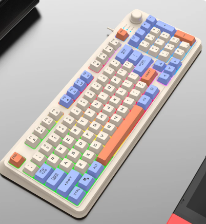 NexisKey RGB-tastatur med 94 taster — lydstyrkehjul til pc/bærbar - Desfino