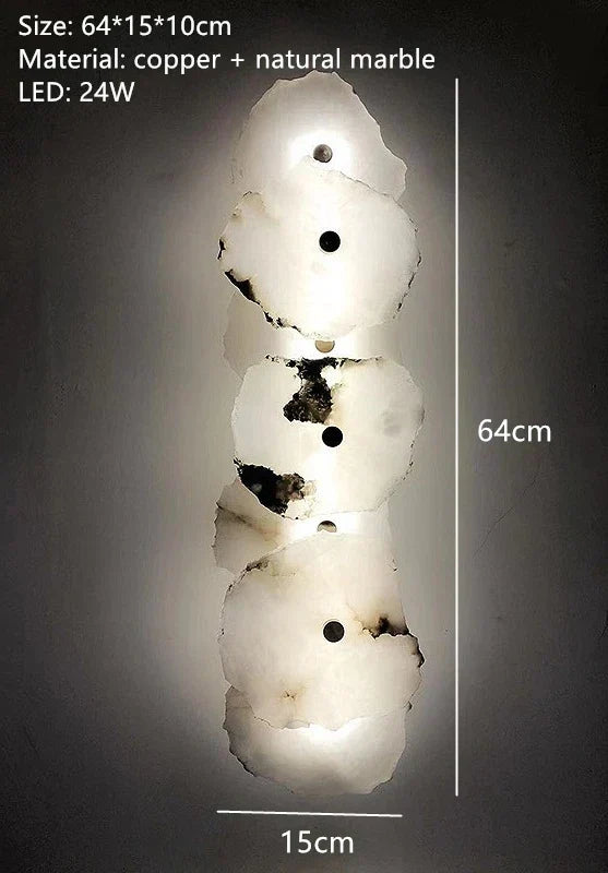 Aplique de parede LED de arte moderna Aurora — Mármore, detalhes em cobre - Desfino