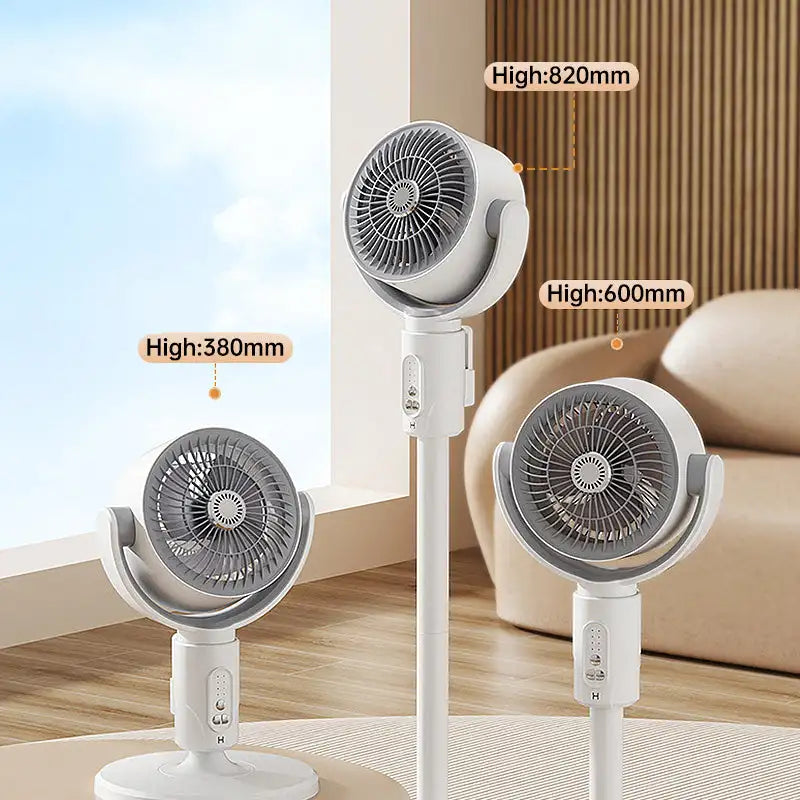 Dobíjecí oscilační ventilátor ZephyrWave - 5 rychlostí, časovač s dálkovým ovládáním - Desfino