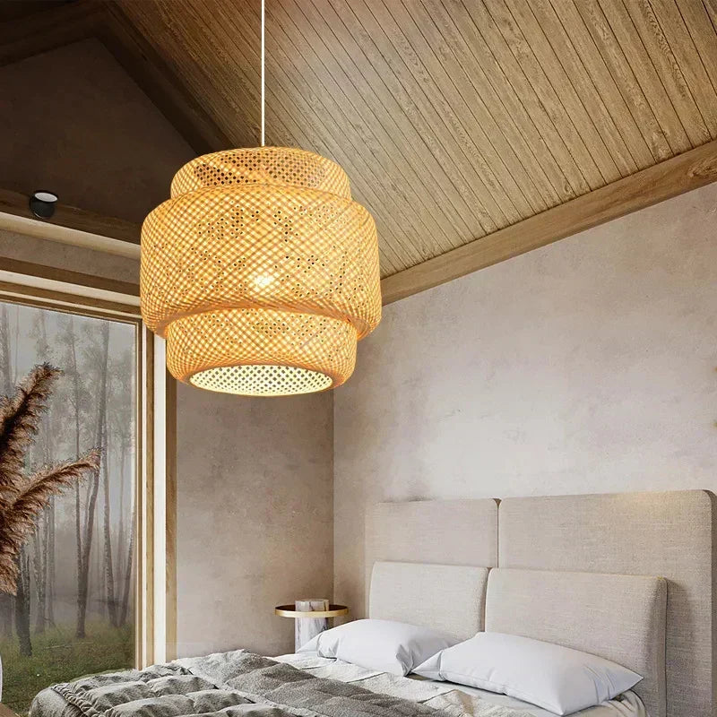 מנורת תלייה סרוגה בהשראה סינית KiraBamboo, בעבודת יד - Desfino