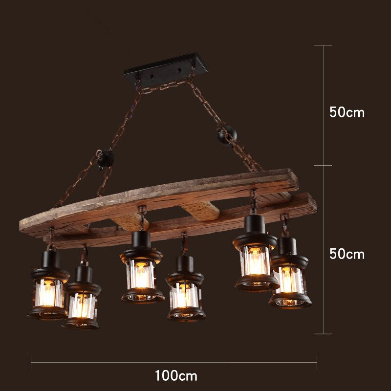 Industrial LED Ceiling Light — Vintage Wood and Iron Fixture - Desfino