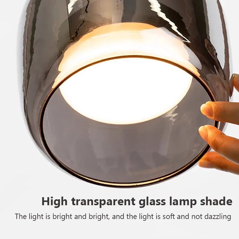 Nordisk LED-pendellampa i glas — minimalistisk skandinavisk kristallkrona - Desfino