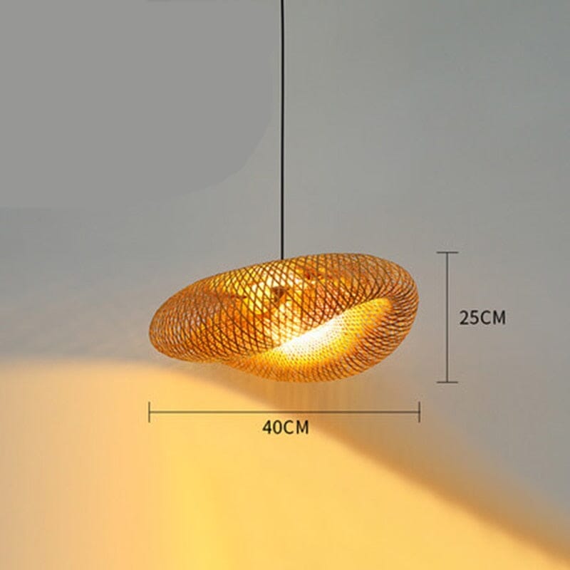 Suspension LED KoruBend — Luminaire moderne rustique en bambou - Desfino