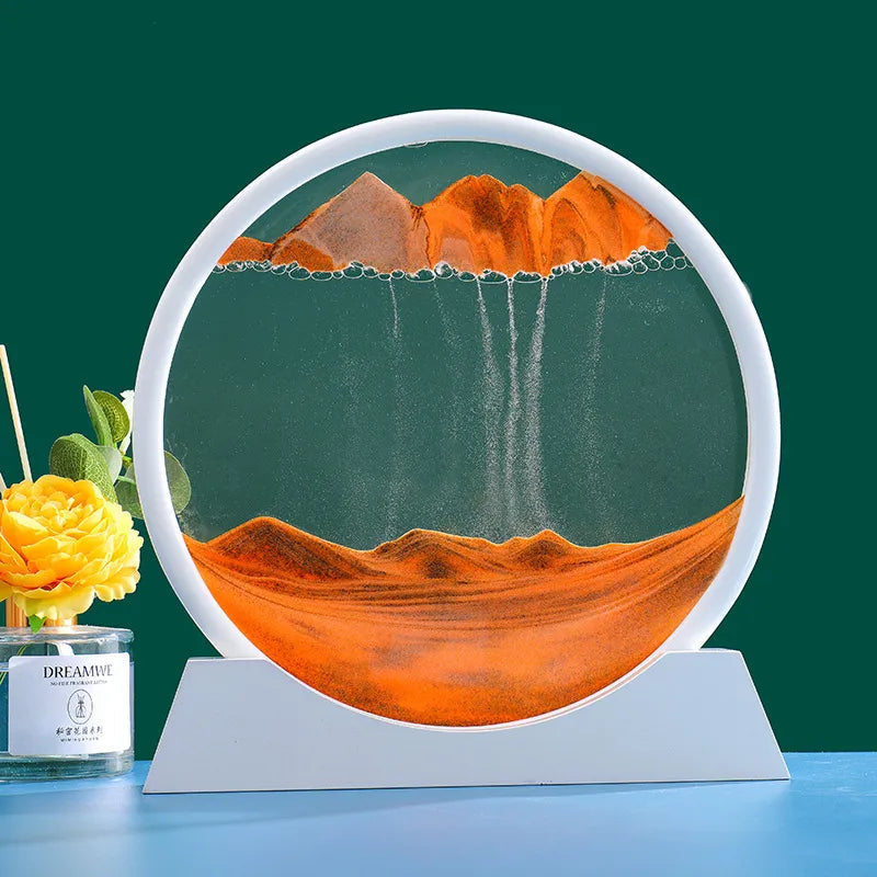 3D kinetisk sandkunst i timeglass — landskap i bevegelse - Desfino