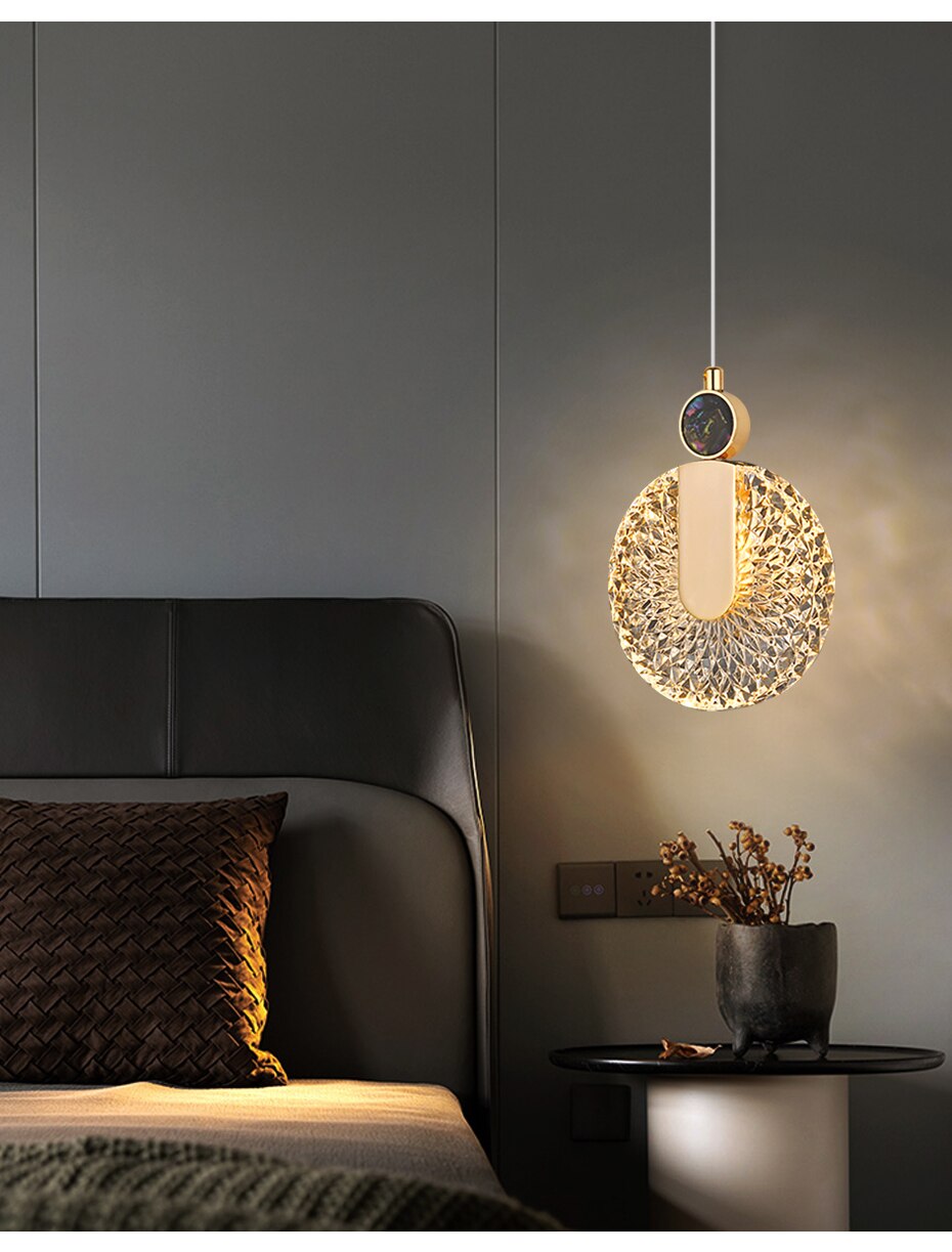 Aurelia Gold LED-krystallpendellampe — rund taklampe - Desfino