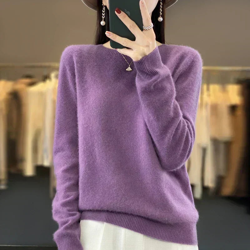 Astraweave Women's O-Neck Merino Wool Sweater — Soft Cold Weather Knit