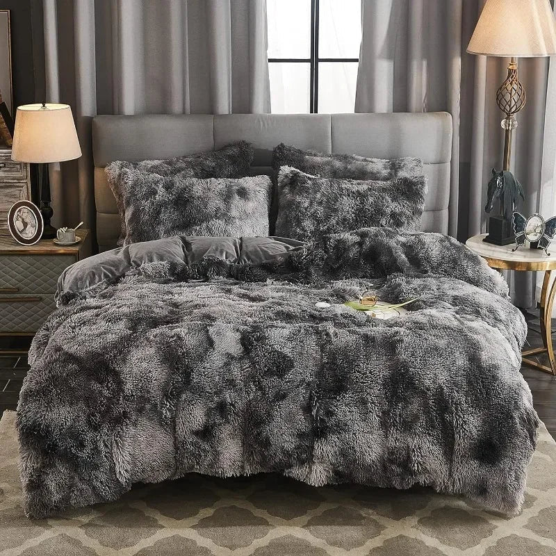 Capa de edredão de veludo Silvara — Roupa de cama aconchegante em pelo sintético macio - Desfino