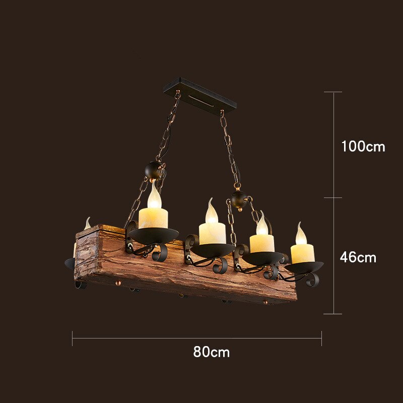 Industrial LED Ceiling Light — Vintage Wood and Iron Fixture - Desfino