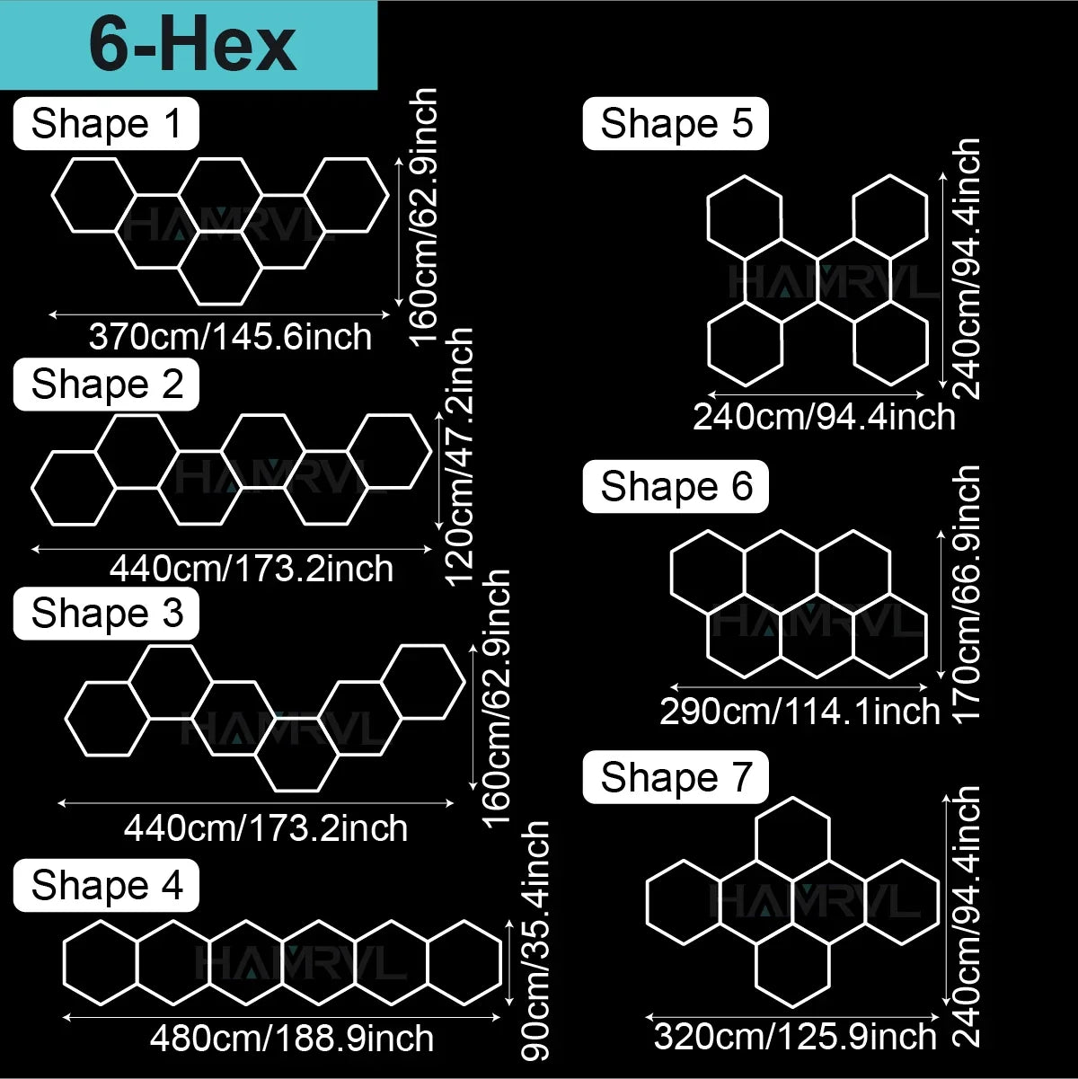 Lampe LED hexagonale de garage HAMRVL 110-240V, tube de 440mm | Desfino