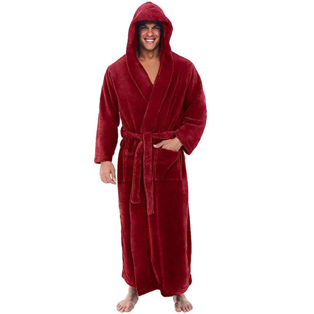 رداء حمّام CozyNest رجالي سميك وفاخر بغطاء للرأس — تغطية كاملة الطول - Desfino