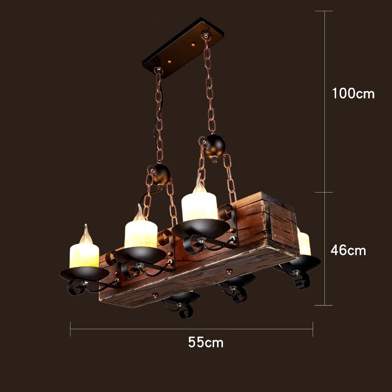 Industrial LED Ceiling Light — Vintage Wood and Iron Fixture - Desfino