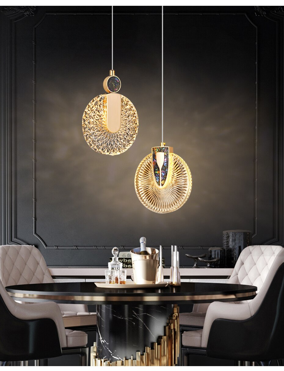 Aurelia Gold LED-krystallpendellampe — rund taklampe - Desfino