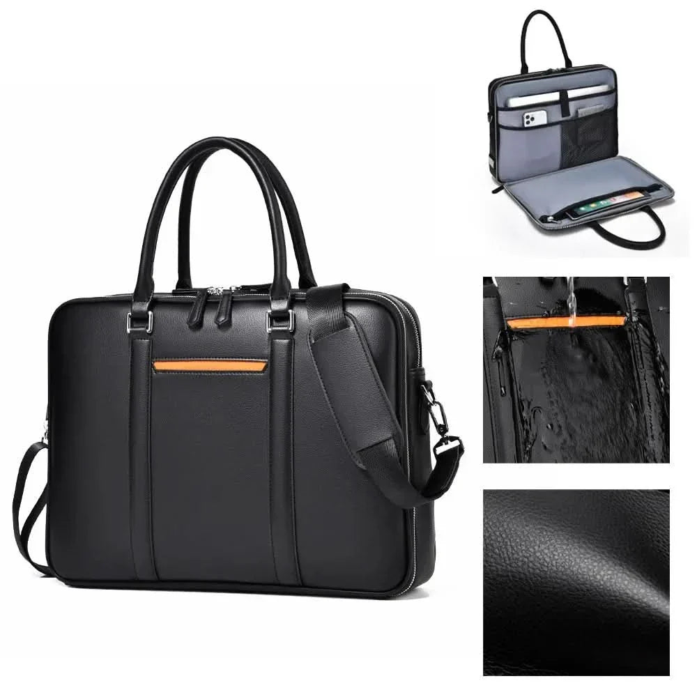 Manhattan Leather Business Laptop Briefcase Crossbody Handbag