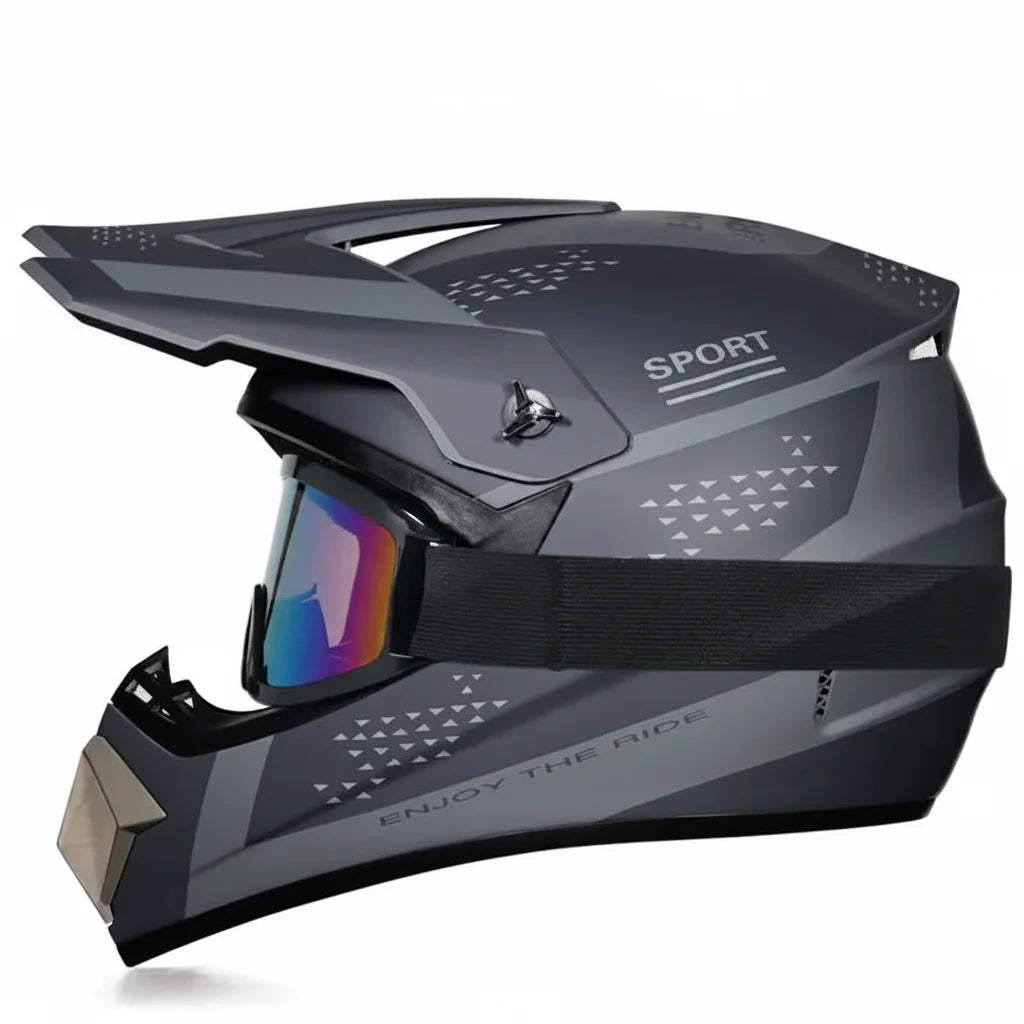 Casque de motocross intégral pour jeunes certifié DOT - coque en ABS et lunettes - Desfino