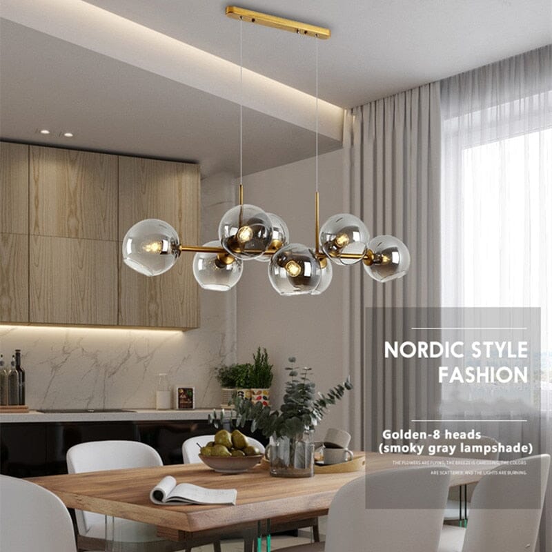 Aveline-bubbelkroonluchter — zwarte en gouden hanglamp van 56 W, 40 x 110cm - Desfino