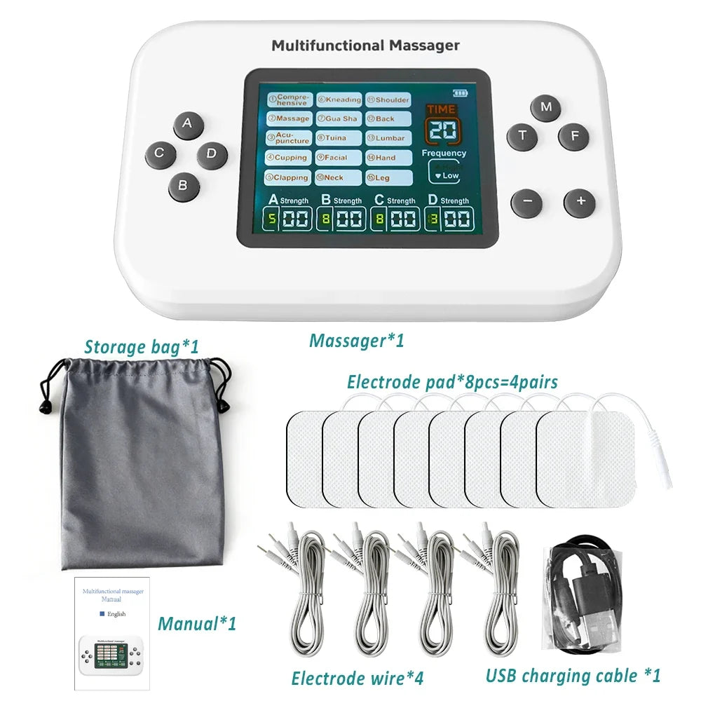 可充电 4 通道 TENS 和 EMS 刺激器 — 15 种模式，30 档强度 - Desfino