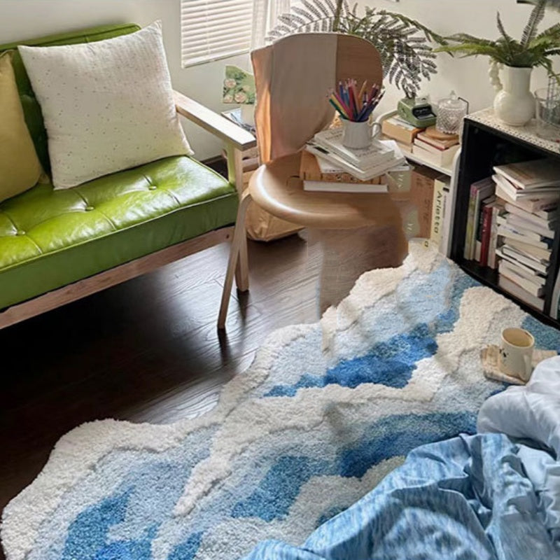 Marisyl getuft oceaangolventapijt — antislip decoratief vloerkleed - Desfino