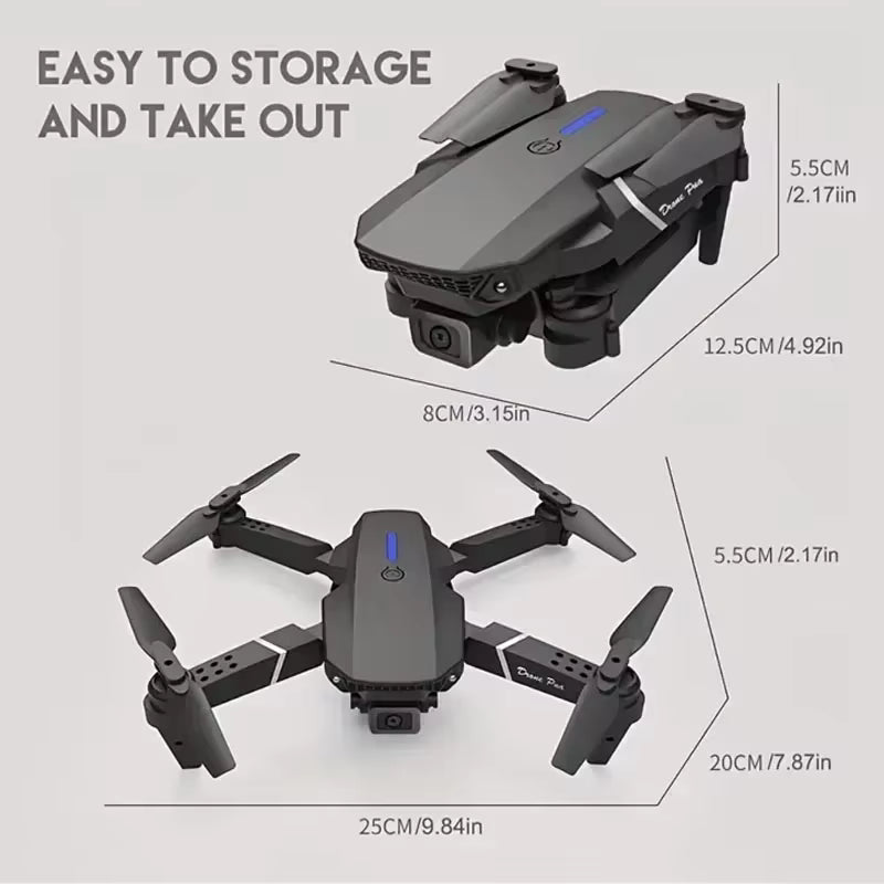רחפן E88 Pro מתקפל עם WiFi ו-FPV — מצלמת HD, שמירת גובה - Desfino