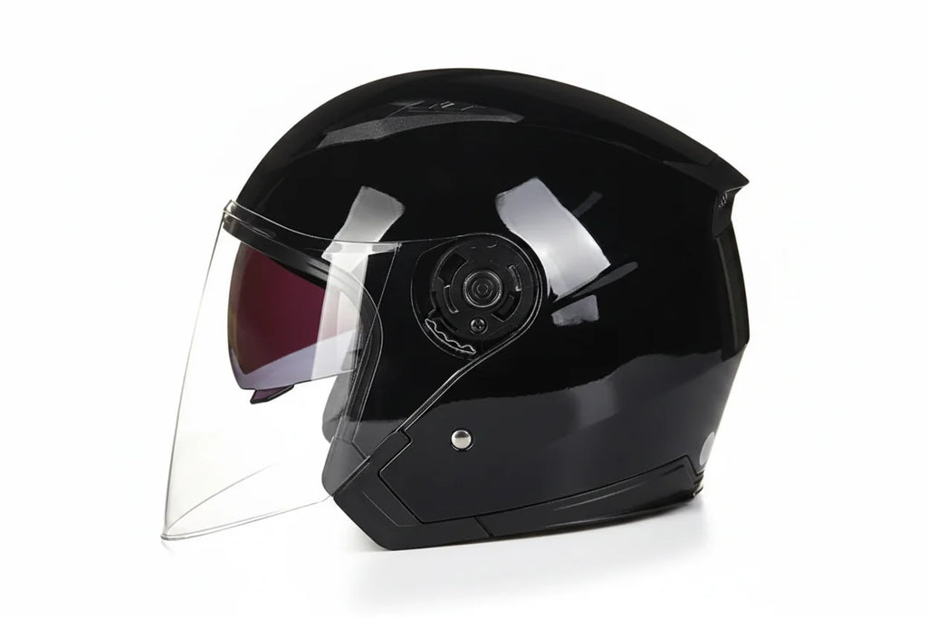 DOT-gecertificeerde motorhelm met halve schaal en dubbel vizier — lichtgewicht ABS-schaal | Desfino