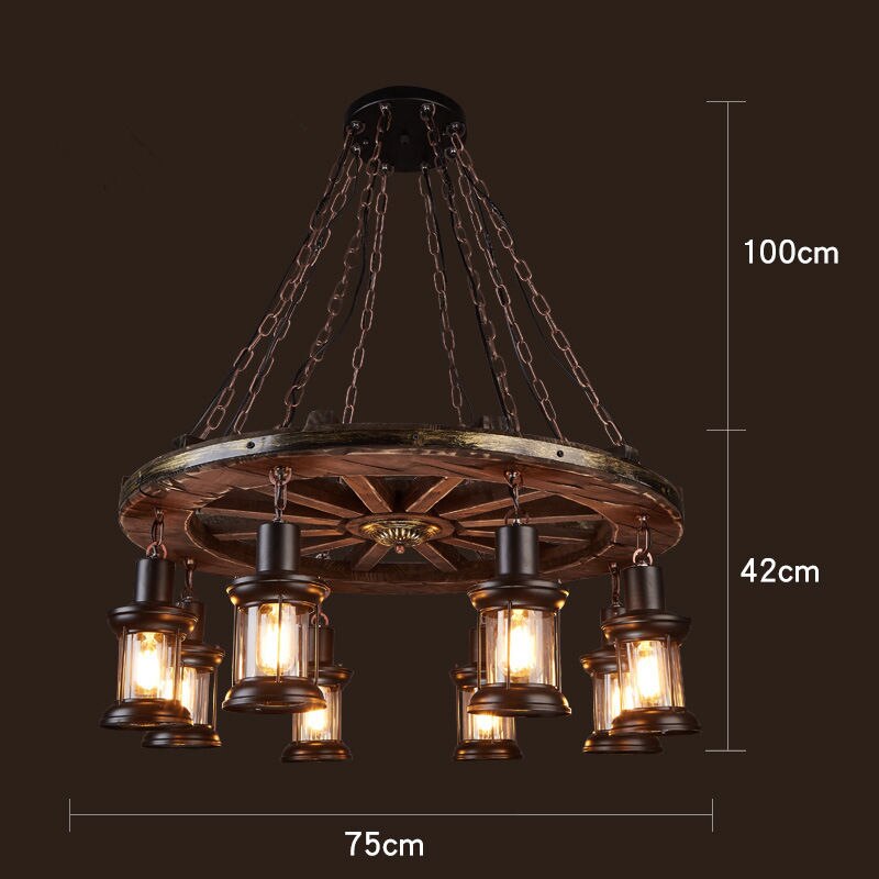 Industrial LED Ceiling Light — Vintage Wood and Iron Fixture - Desfino