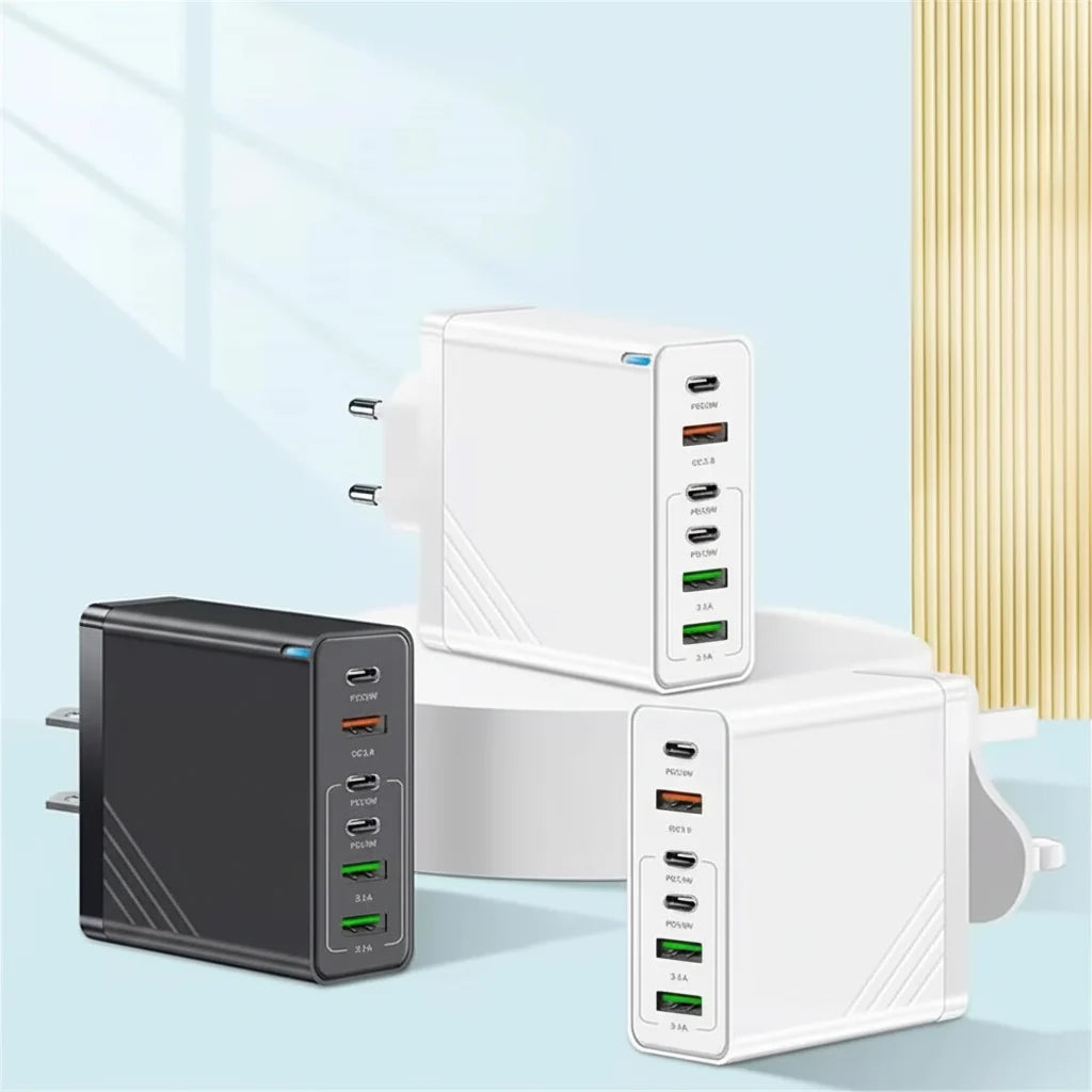 Estação de carregamento rápido USB-C Power Delivery de 160W com 6 portas - Desfino