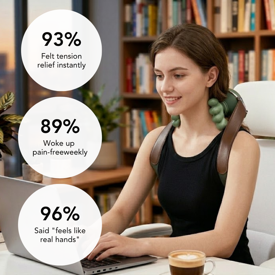 جهاز تدليك الرقبة NeckEase Pro — مستويان للحرارة، وعشر عقد على شكل الإبهام