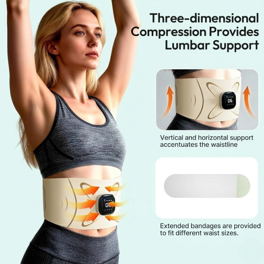 حزام ThermaCore القابل للارتداء للنحت 3 في 1 — تنشيط EMS، حرارة عميقة 95°F–122°F